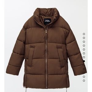 Brown Zara Puffer Coat, High collar